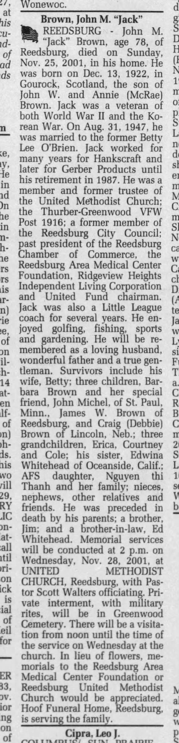 John "Jack" Brown Obituary